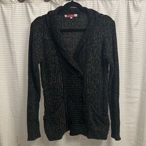 Carol Rose Double Breasted Knit Charcoal Cardigan Sweater Women’s Large